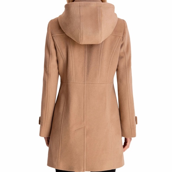 Dark Camel Michael Kors Hooded Notched-Collar Coat, Women’s PXL Created by Macys - Picture 2 of 16